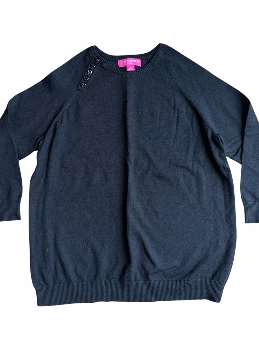 Liz Lange Maternity Sweater Women’s Size Large Black 3/4 Length Sleeves Buttons